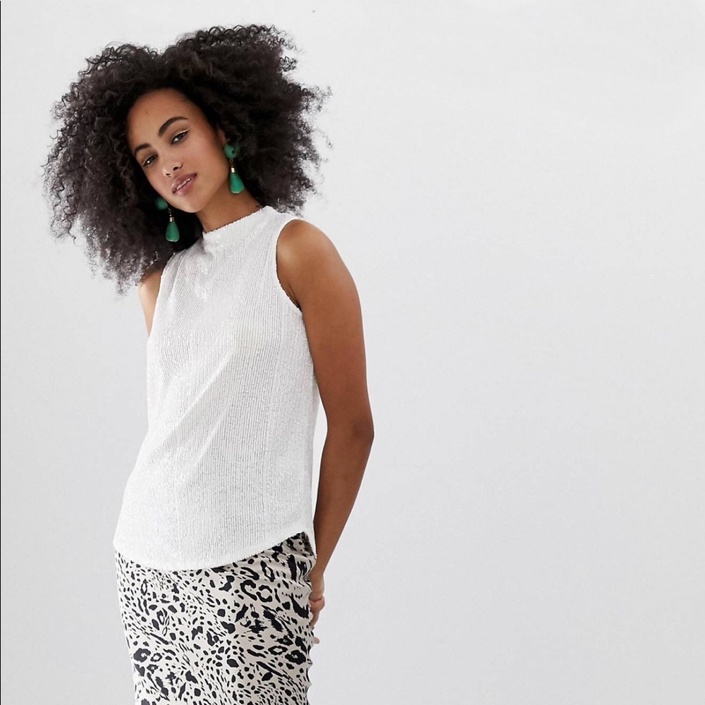ASOS white sequin shell top